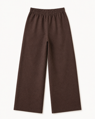 Brown Elasticated Wide-Leg Trousers