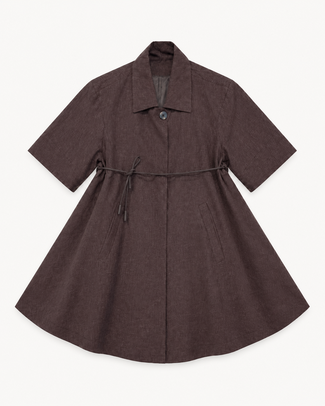 Brown Belted Flared Top