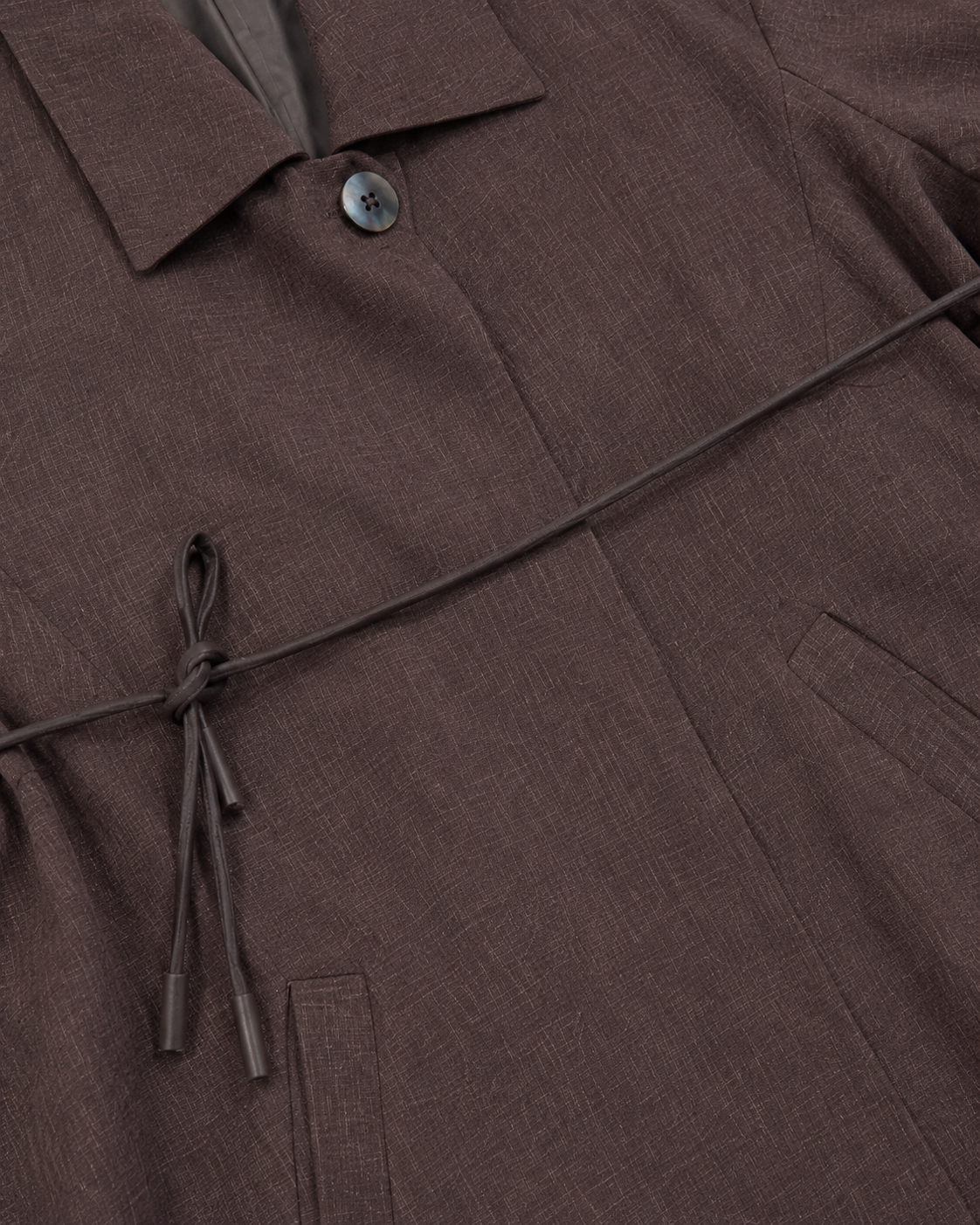 Brown Belted Flared Top