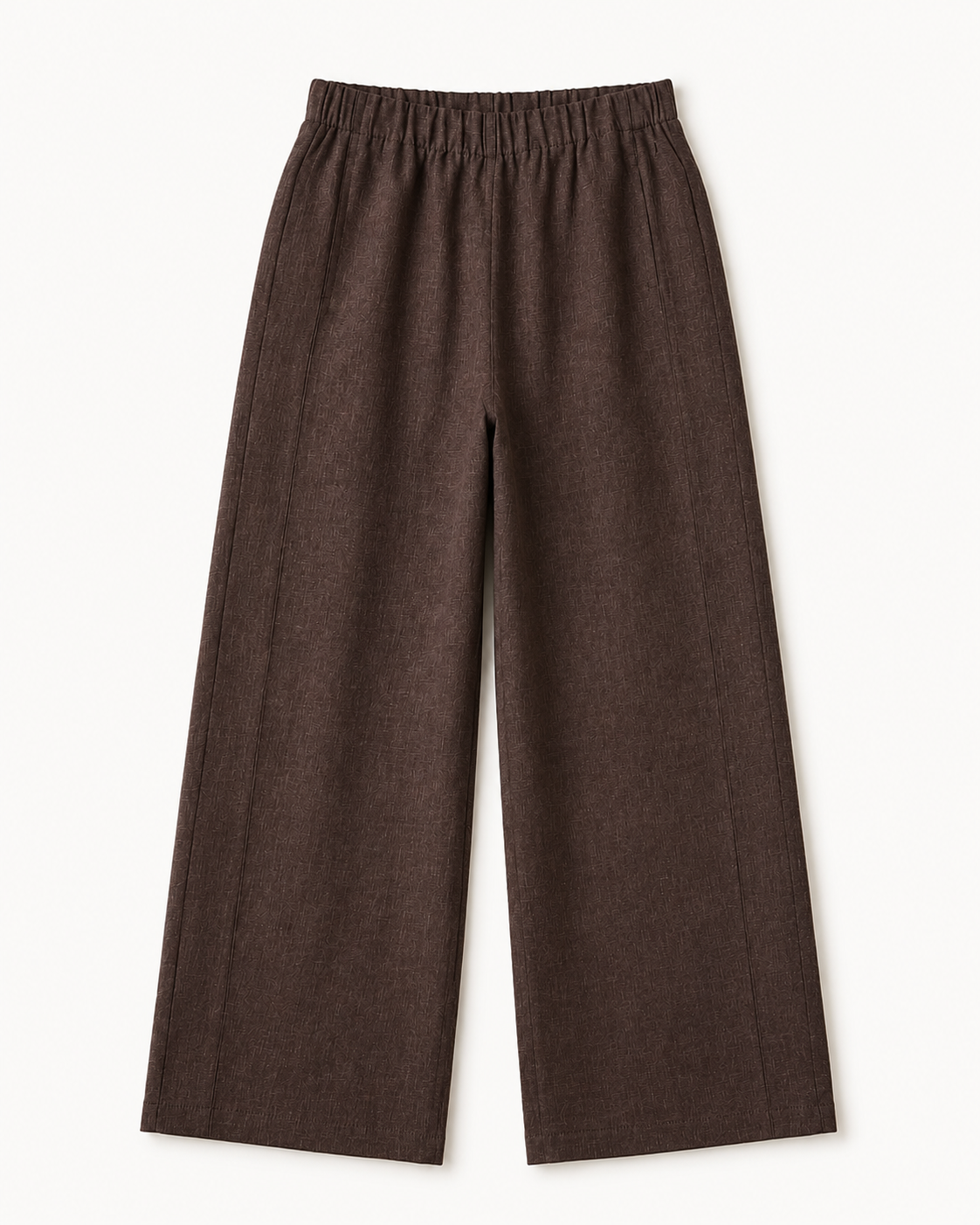 Brown Elasticated Wide-Leg Trousers