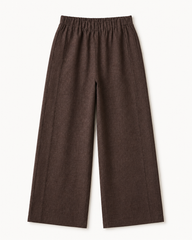 Brown Elasticated Wide-Leg Trousers