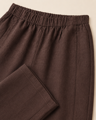 Brown Elasticated Wide-Leg Trousers