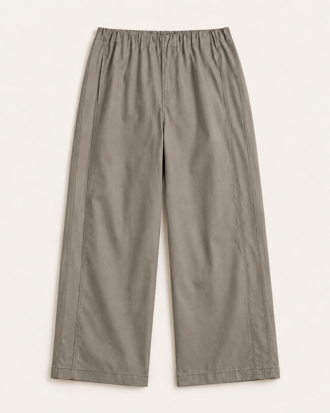 Stone Cotton Straight-Leg Utility Trousers
