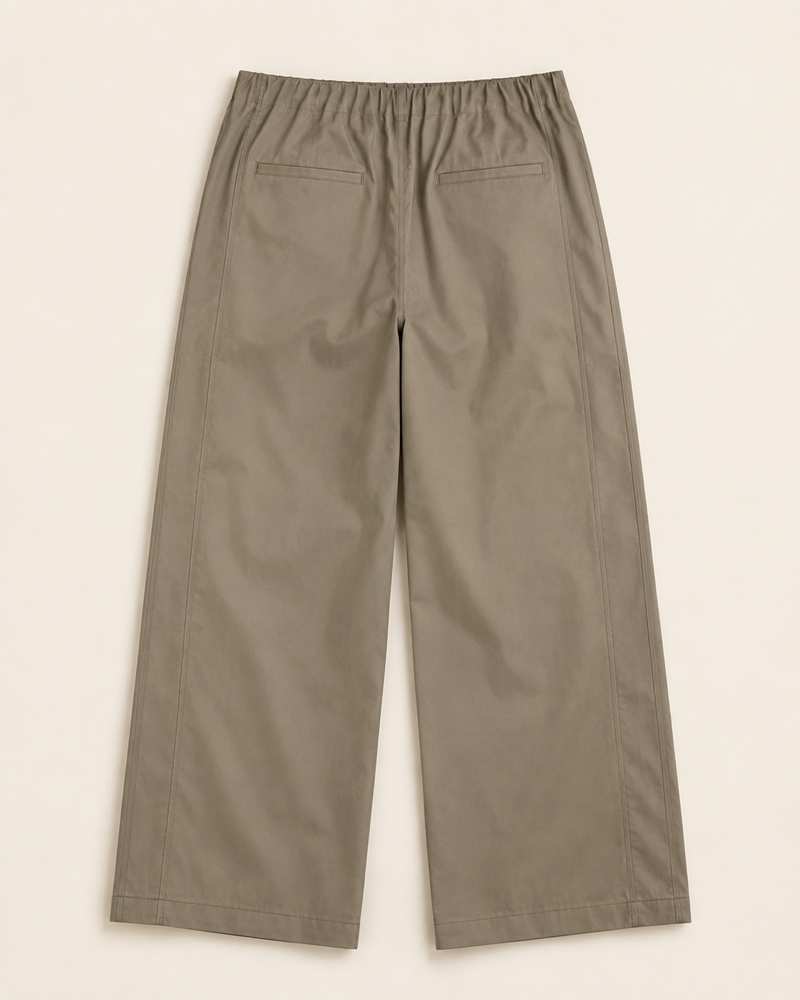 Stone Cotton Straight-Leg Utility Trousers