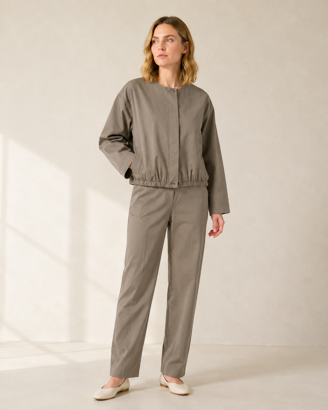 Stone Cropped Cotton Utility Jacket