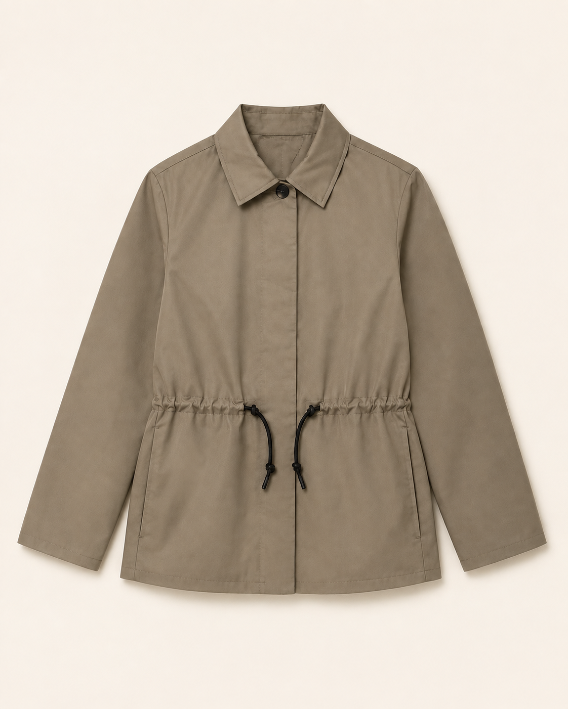 Stone Drawstring Cotton Utility Jacket