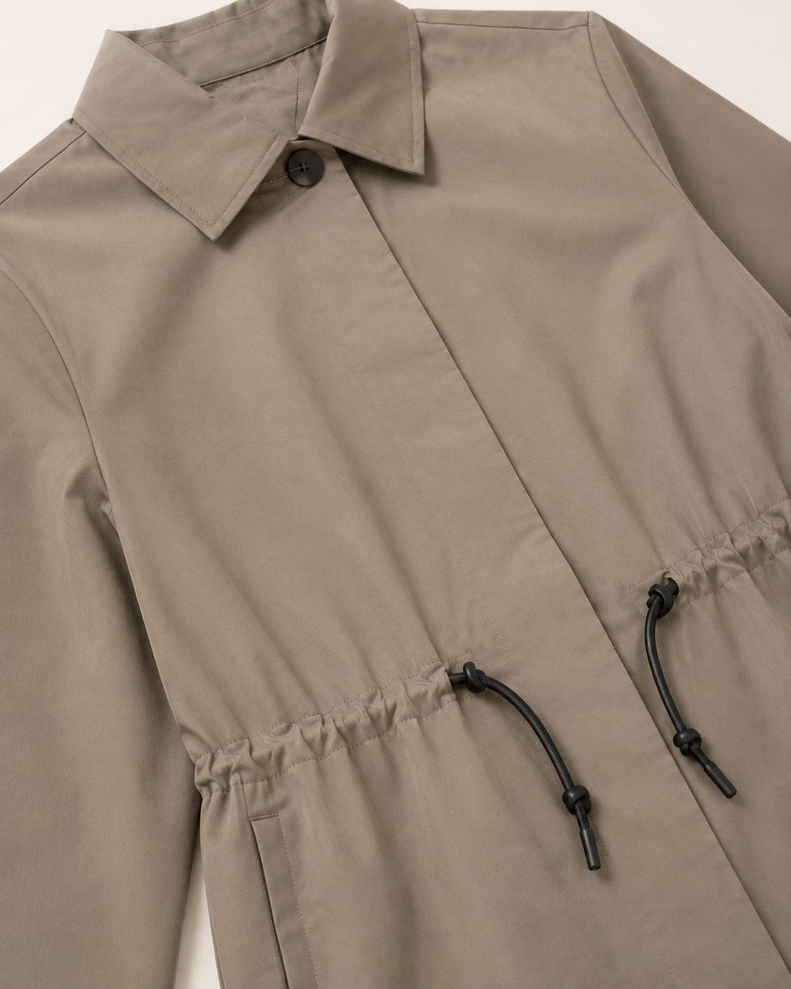Stone Drawstring Cotton Utility Jacket