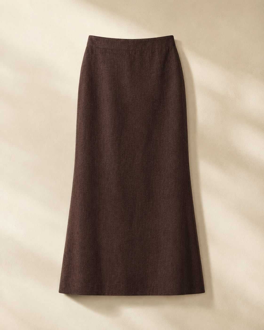 Brown Longline Back-Slit Skirt