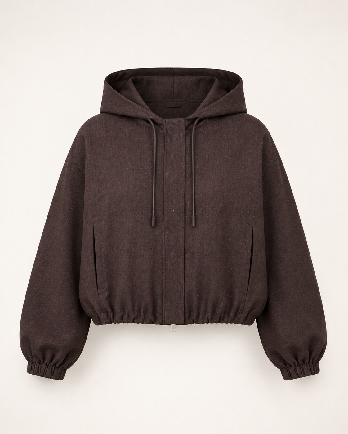 Brown Cropped Hooded Jacket