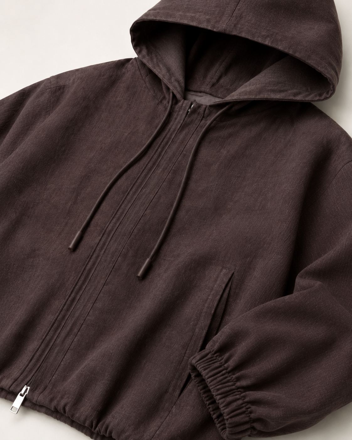 Brown Cropped Hooded Jacket
