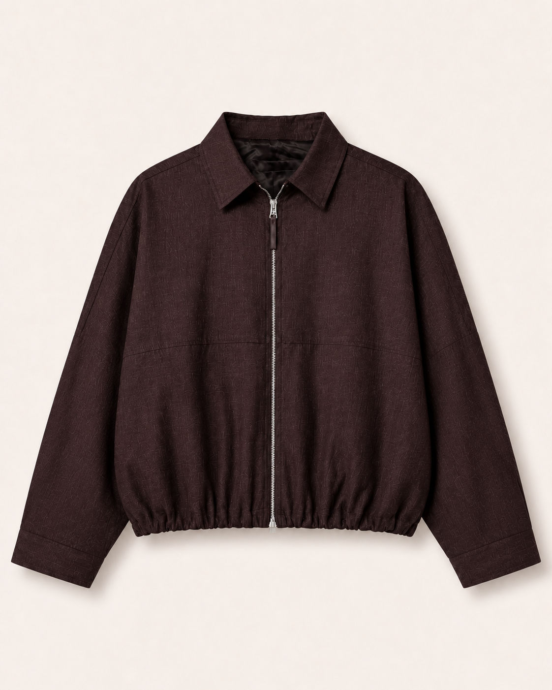 Brown Cropped Collared Zip Jacket