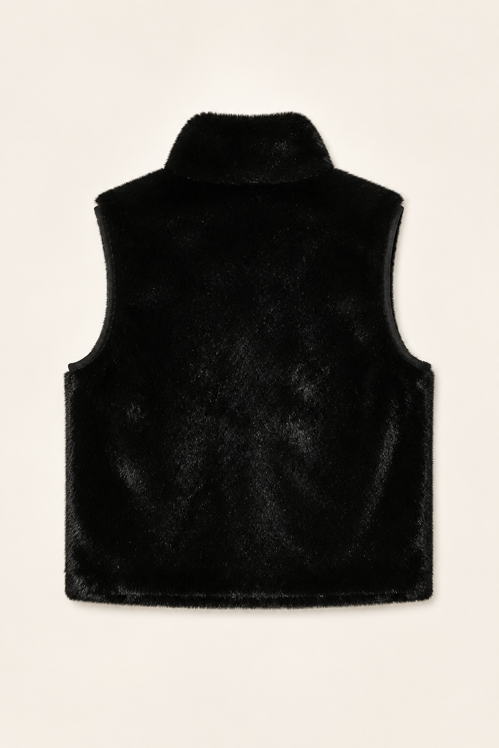 Reversible Black & Black Faux Fur Vest