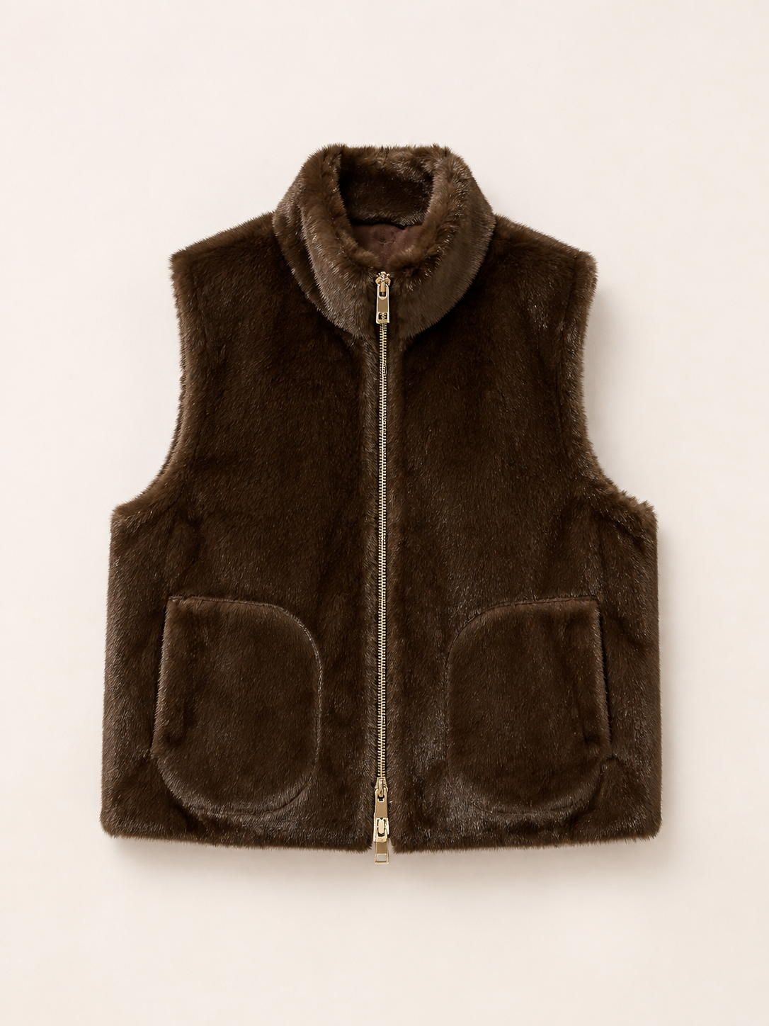Reversible Brown & Brown Faux Fur Vest
