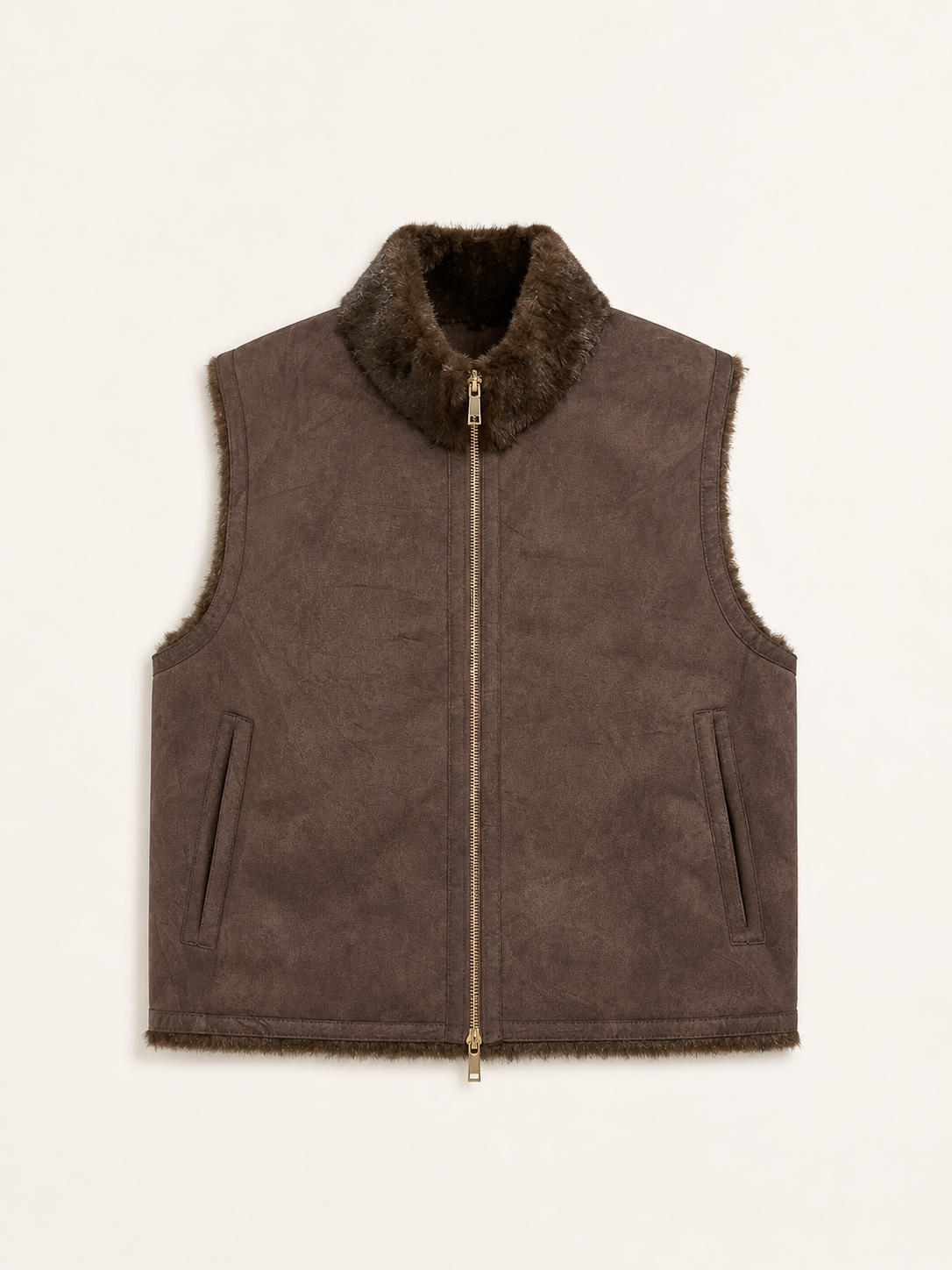 Reversible Brown & Brown Faux Fur Vest