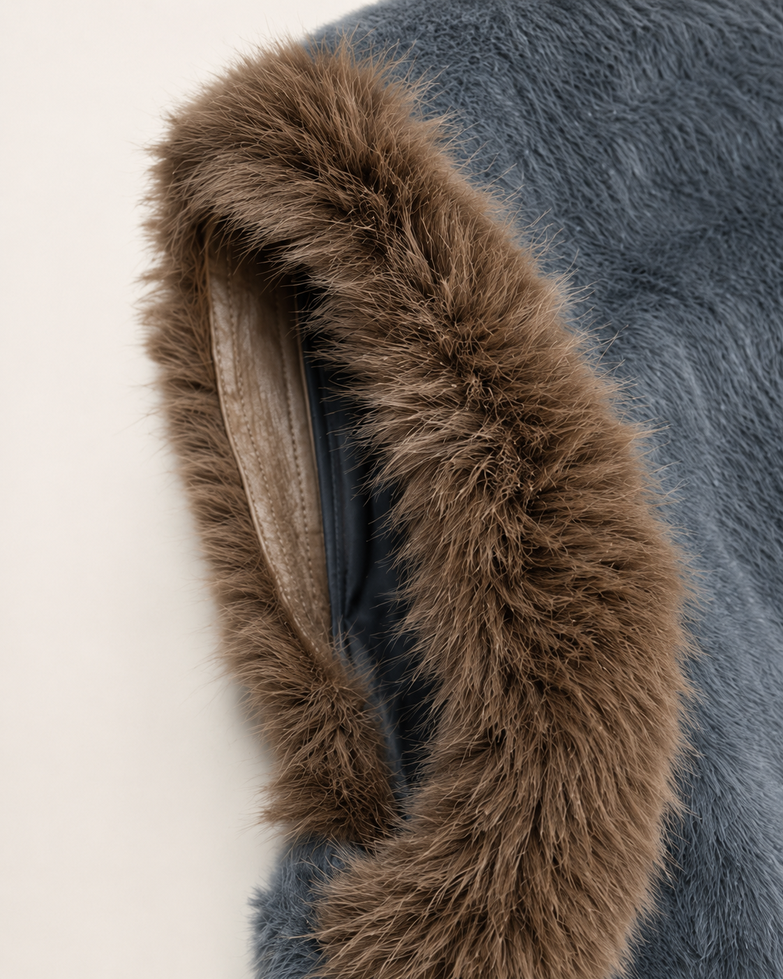 Brown & Grey Colour Block Faux Fur Long Gilet