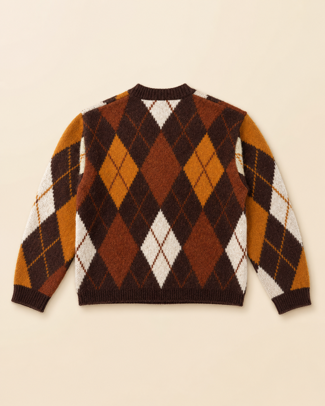 Argyle Cardigan – Brown, Rust & Mustard