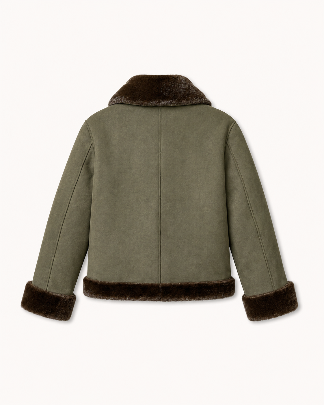 Reversible Khaki & Brown Faux Fur Short Jacket