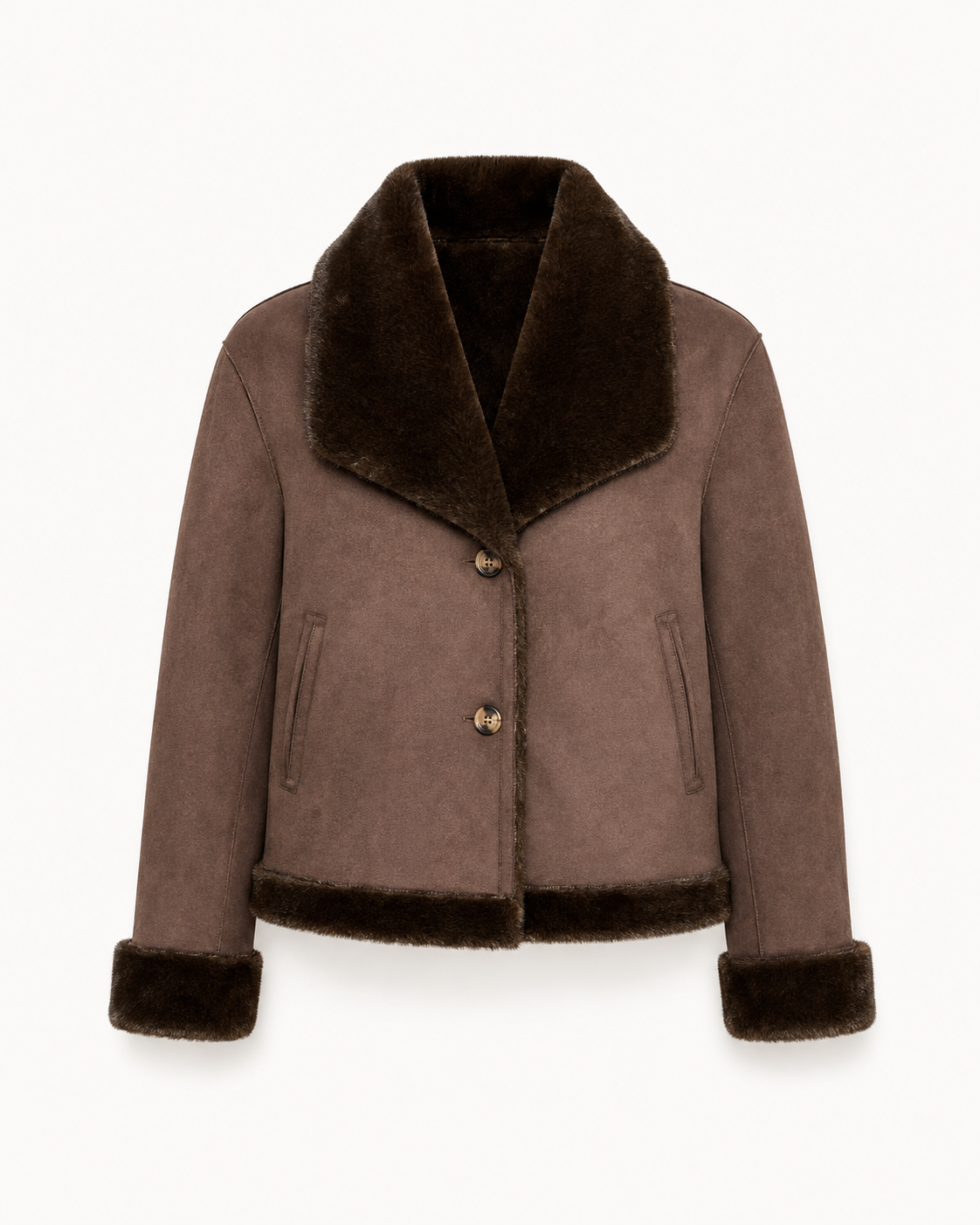 Reversible Brown Faux Fur Short Jacket