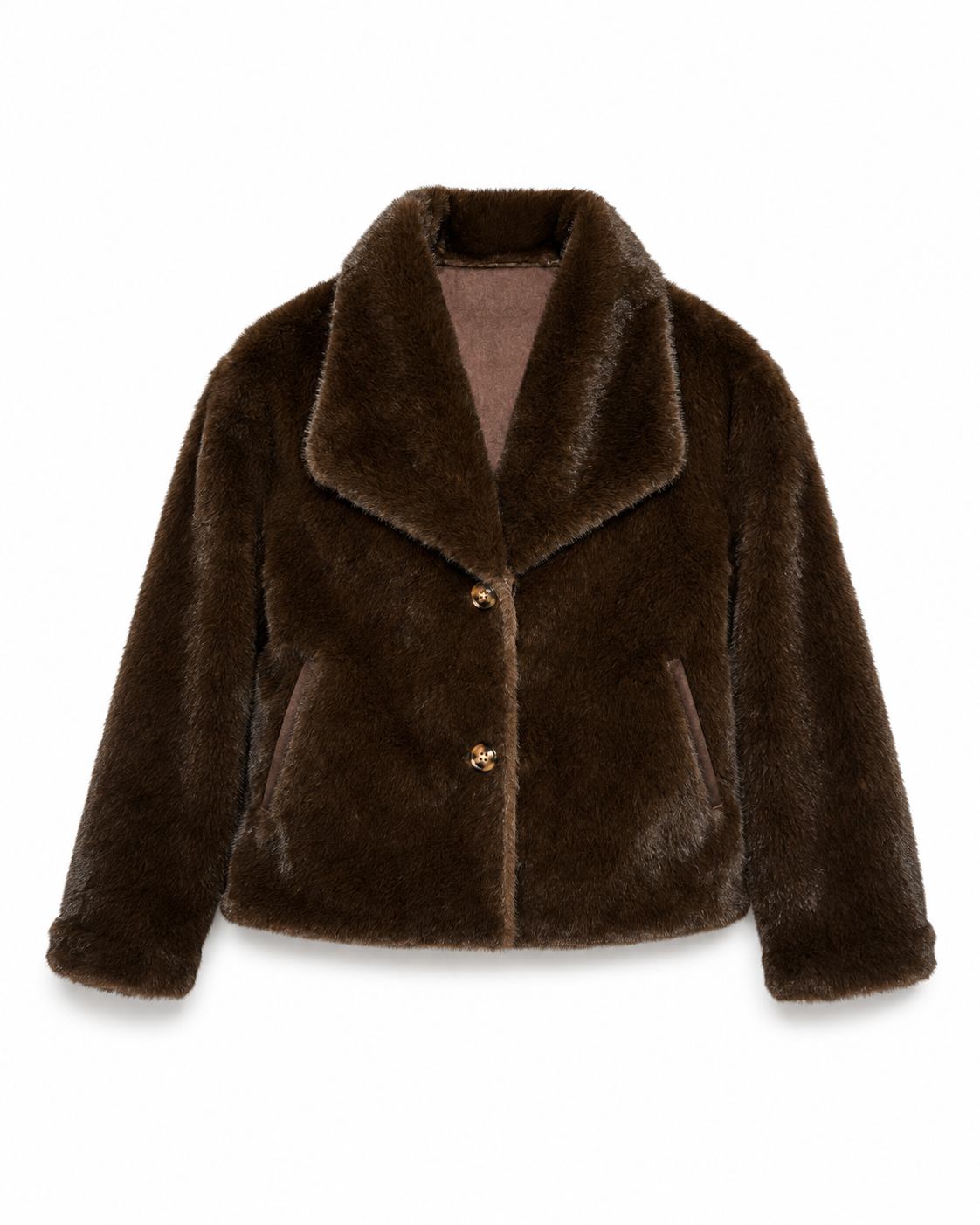 Reversible Brown Faux Fur Short Jacket