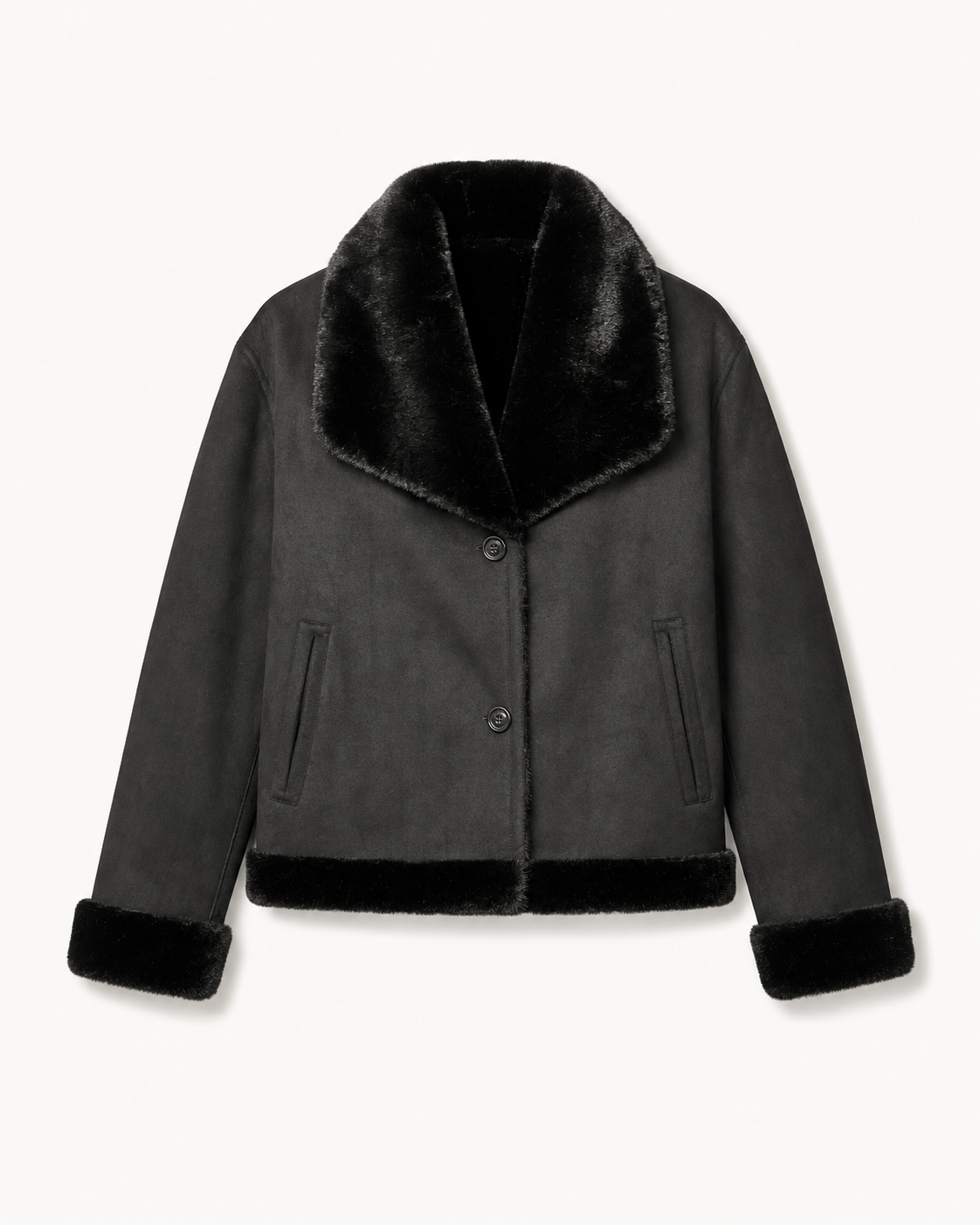 Reversible Black Faux Fur Short Jacket