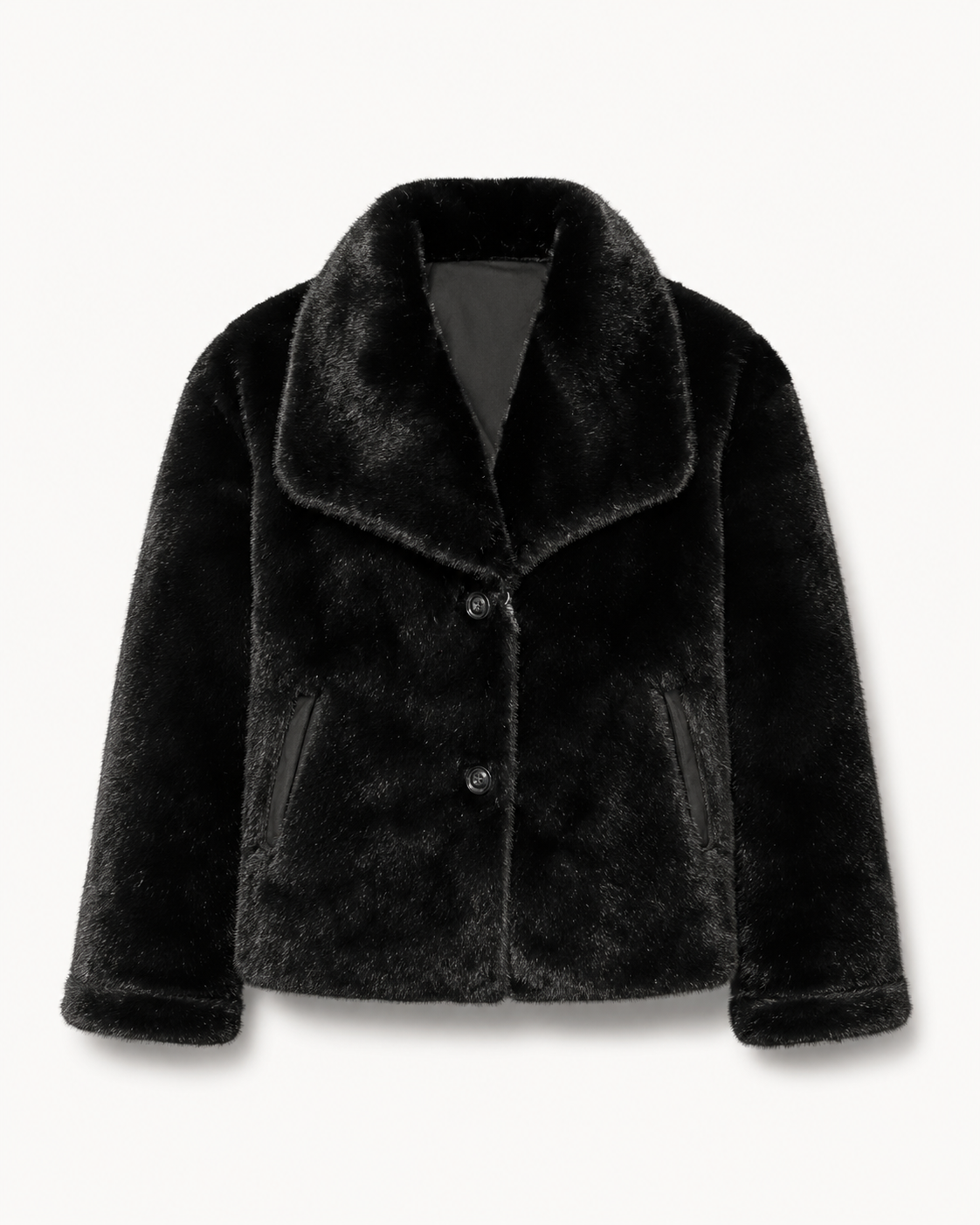 Reversible Black Faux Fur Short Jacket