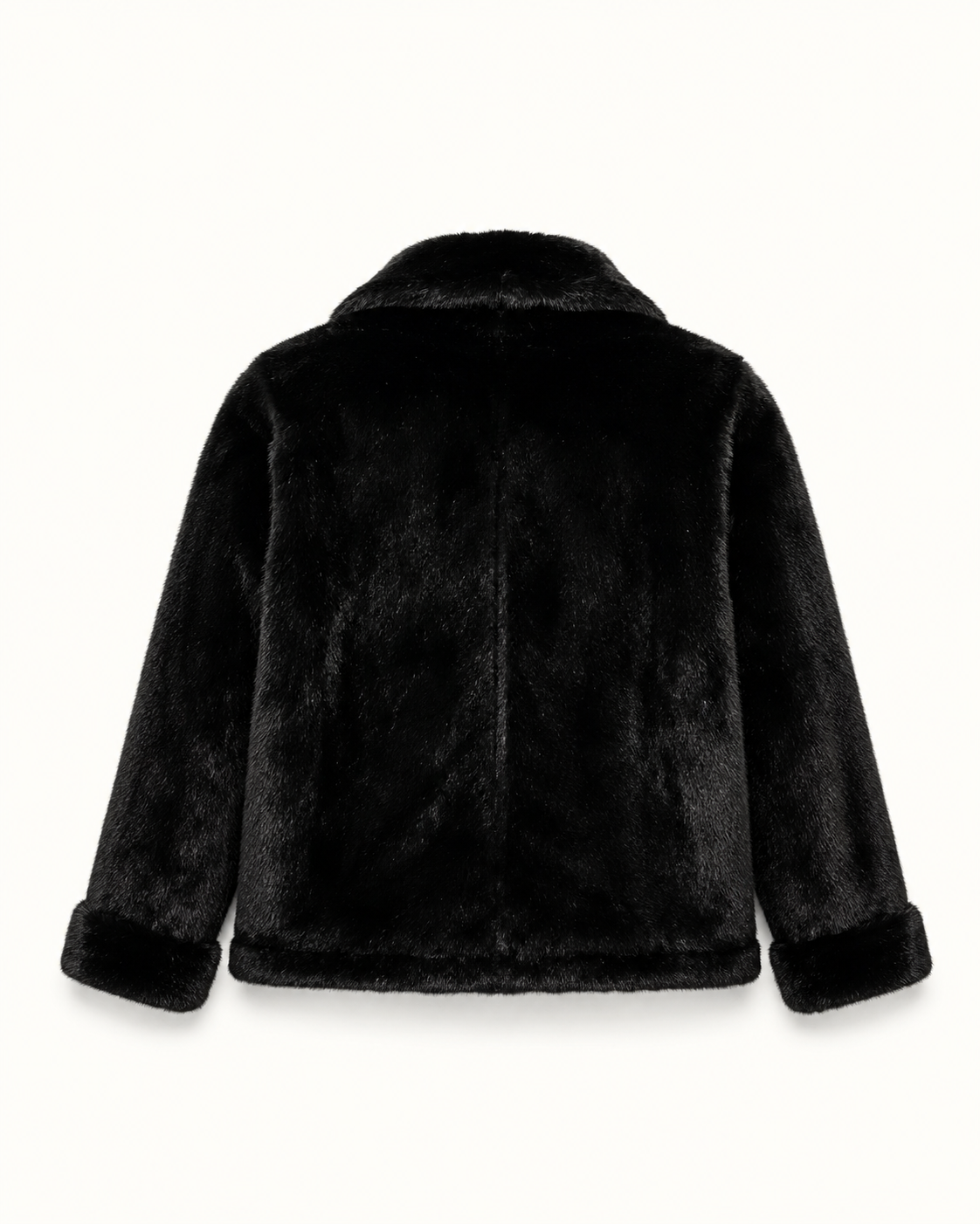 Reversible Black Faux Fur Short Jacket