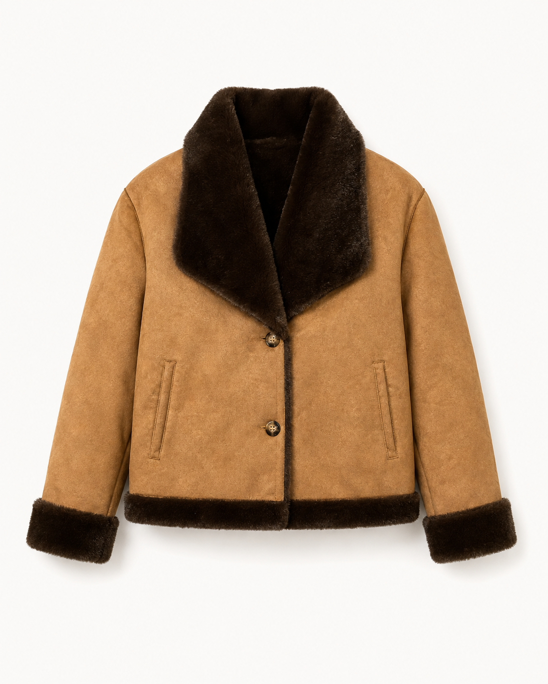 Reversible Tan & Brown Faux Fur Short Jacket