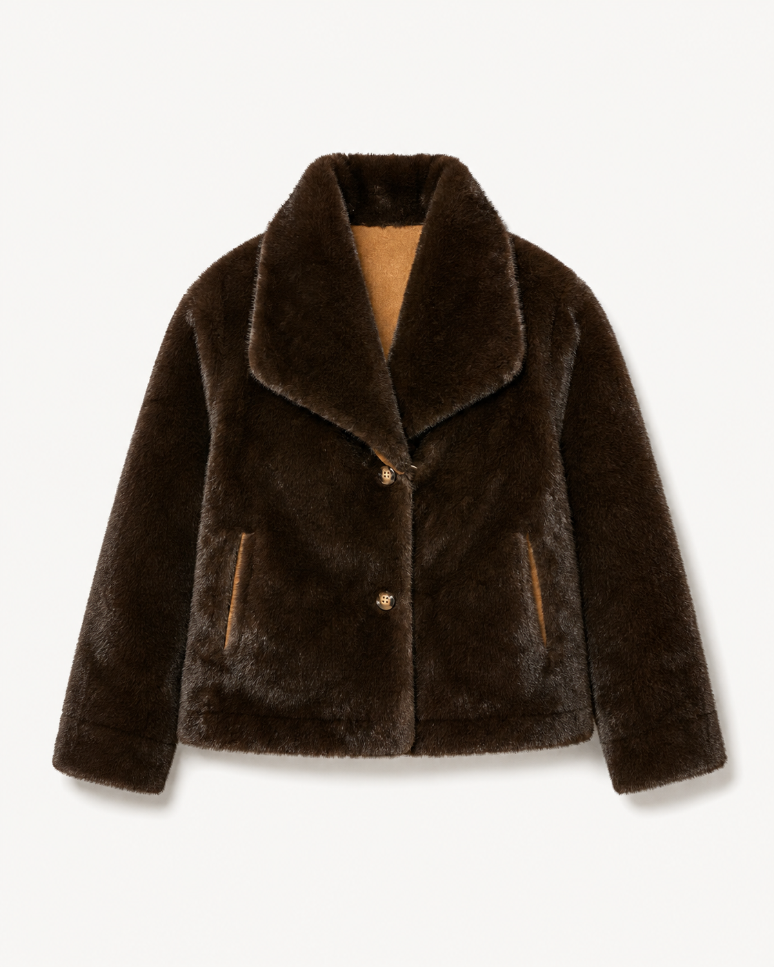 Reversible Tan & Brown Faux Fur Short Jacket