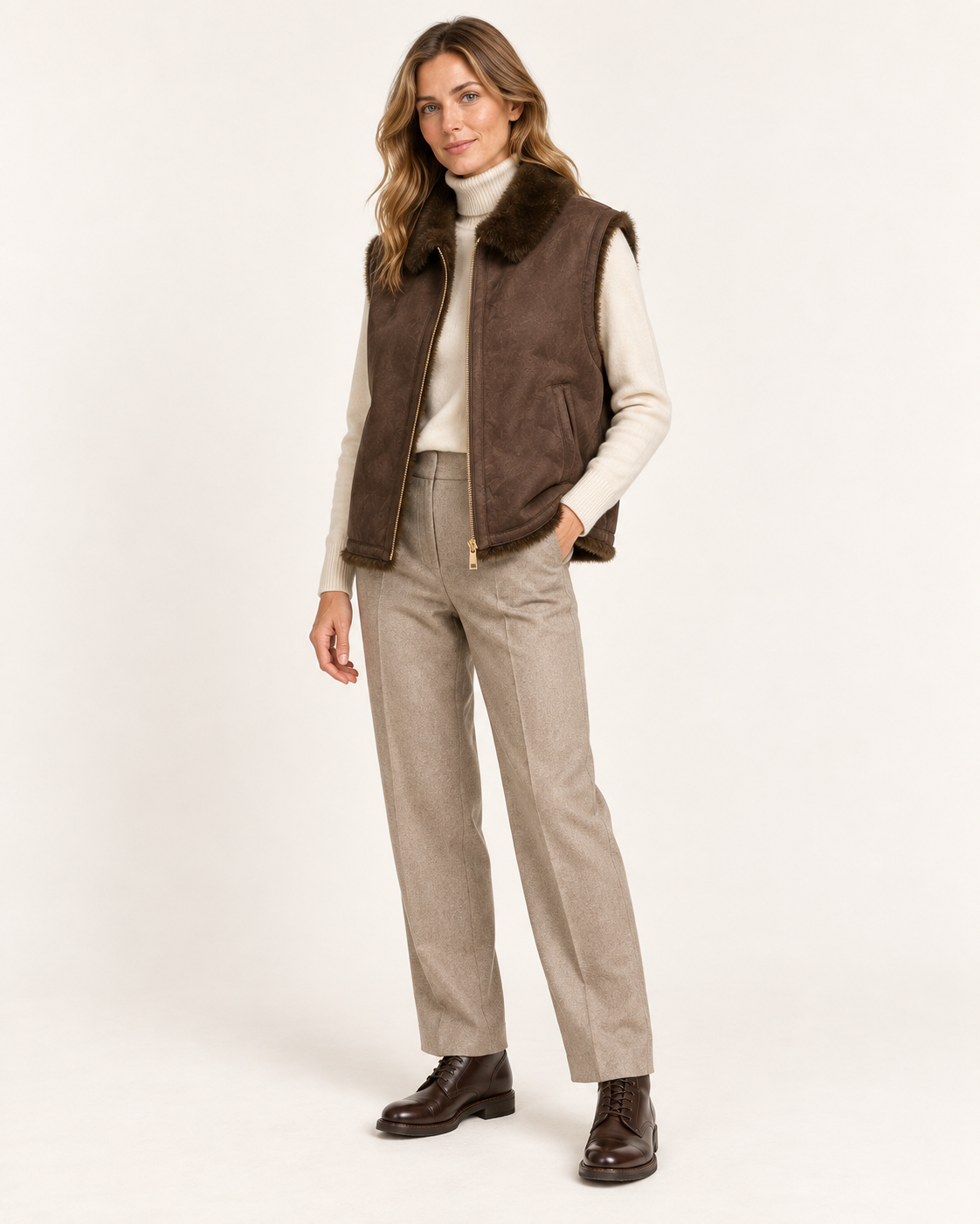 Reversible Brown & Brown Faux Fur Vest