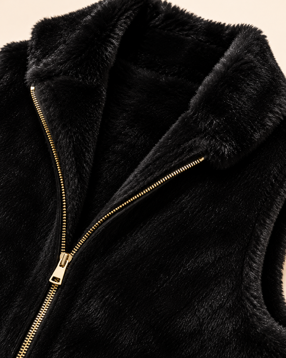Reversible Black & Black Faux Fur Vest